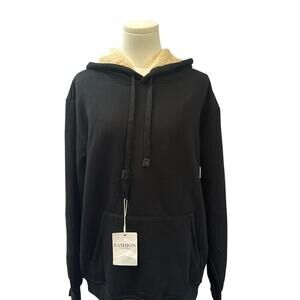 Black Fleece-Lined Hoodie Sweater